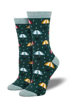 Umbrellas in the Rain Women's Bamboo Socks