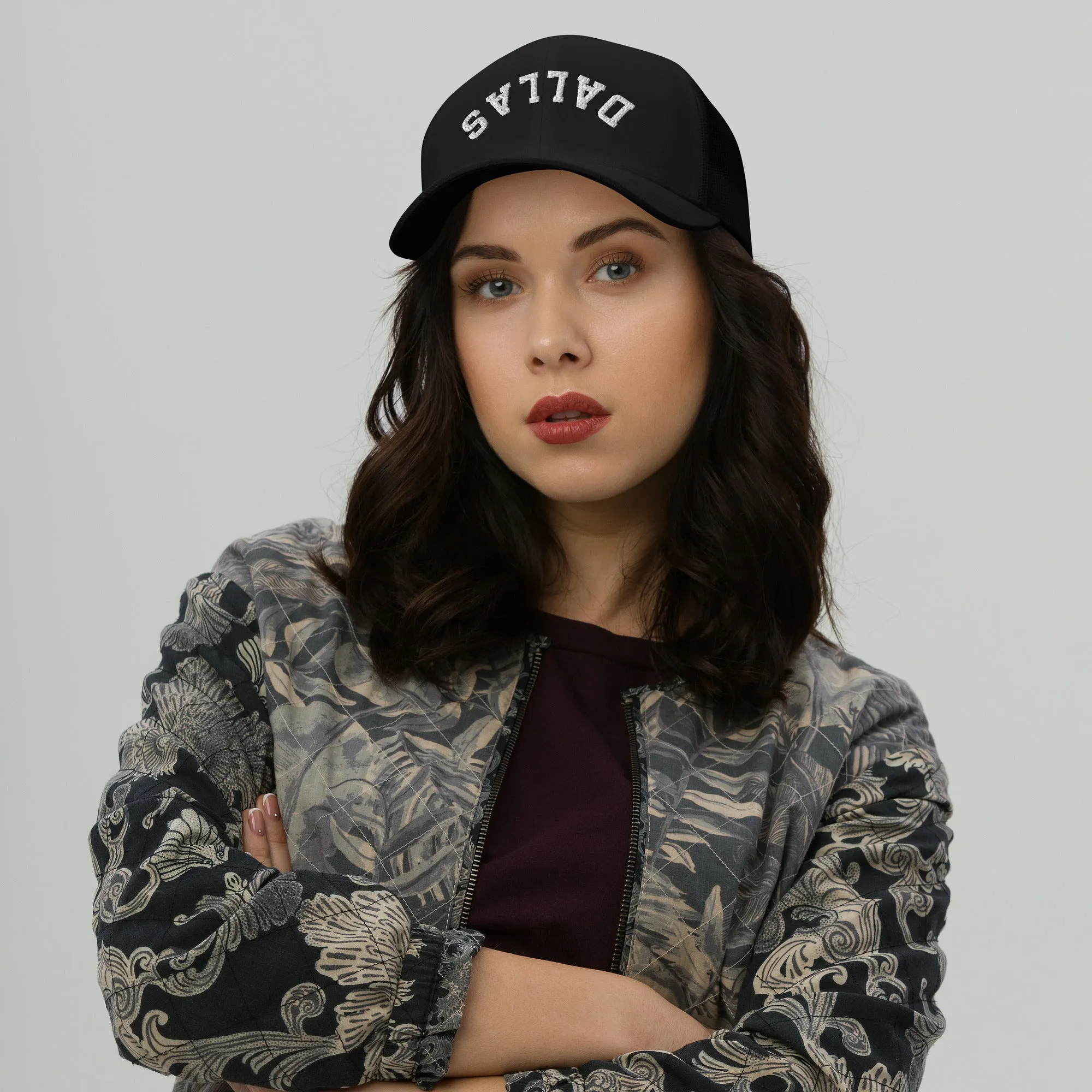 Upside Down Dallas Trucker Cap, Inverted Dallas Embroidered Hat