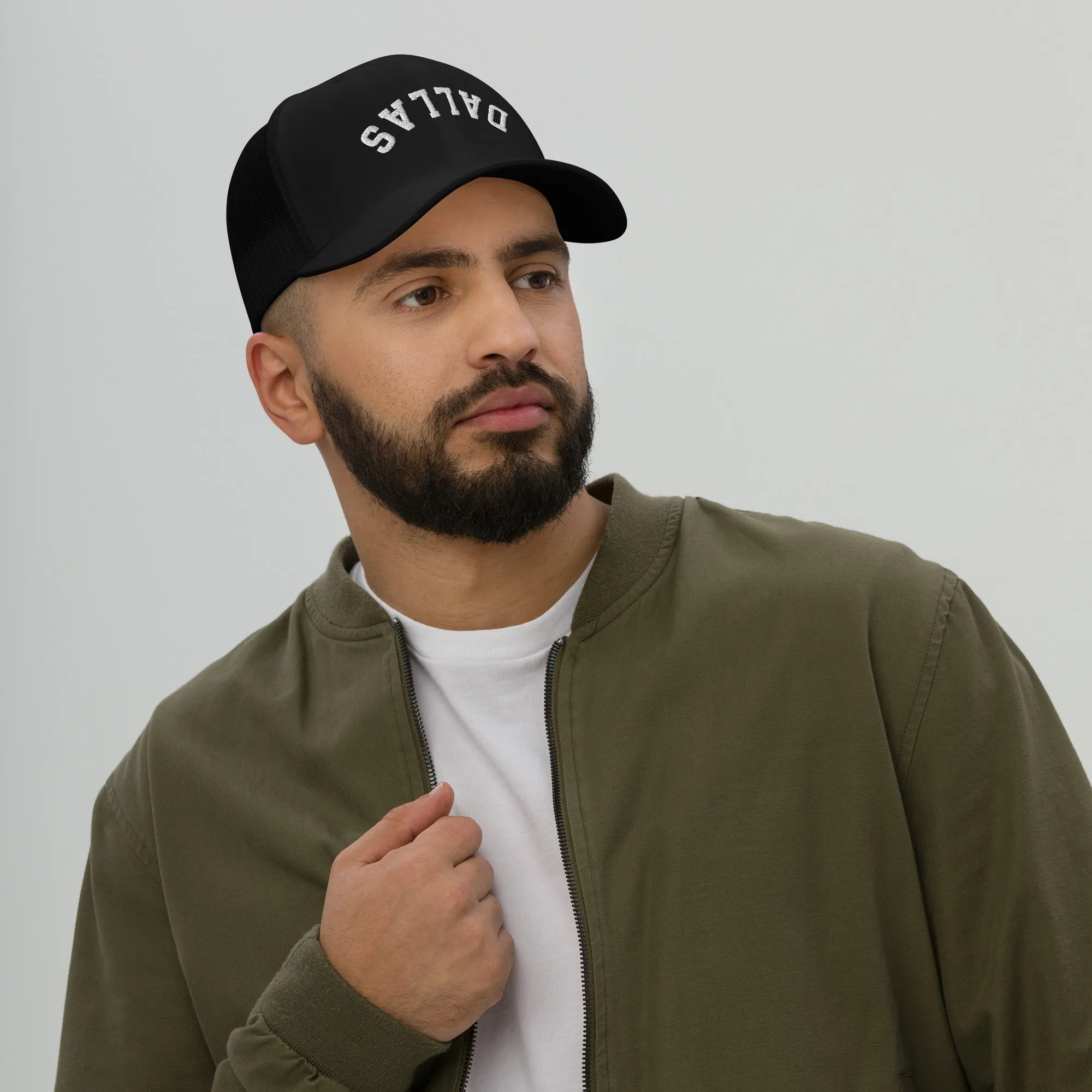 Upside Down Dallas Trucker Cap, Inverted Dallas Embroidered Hat