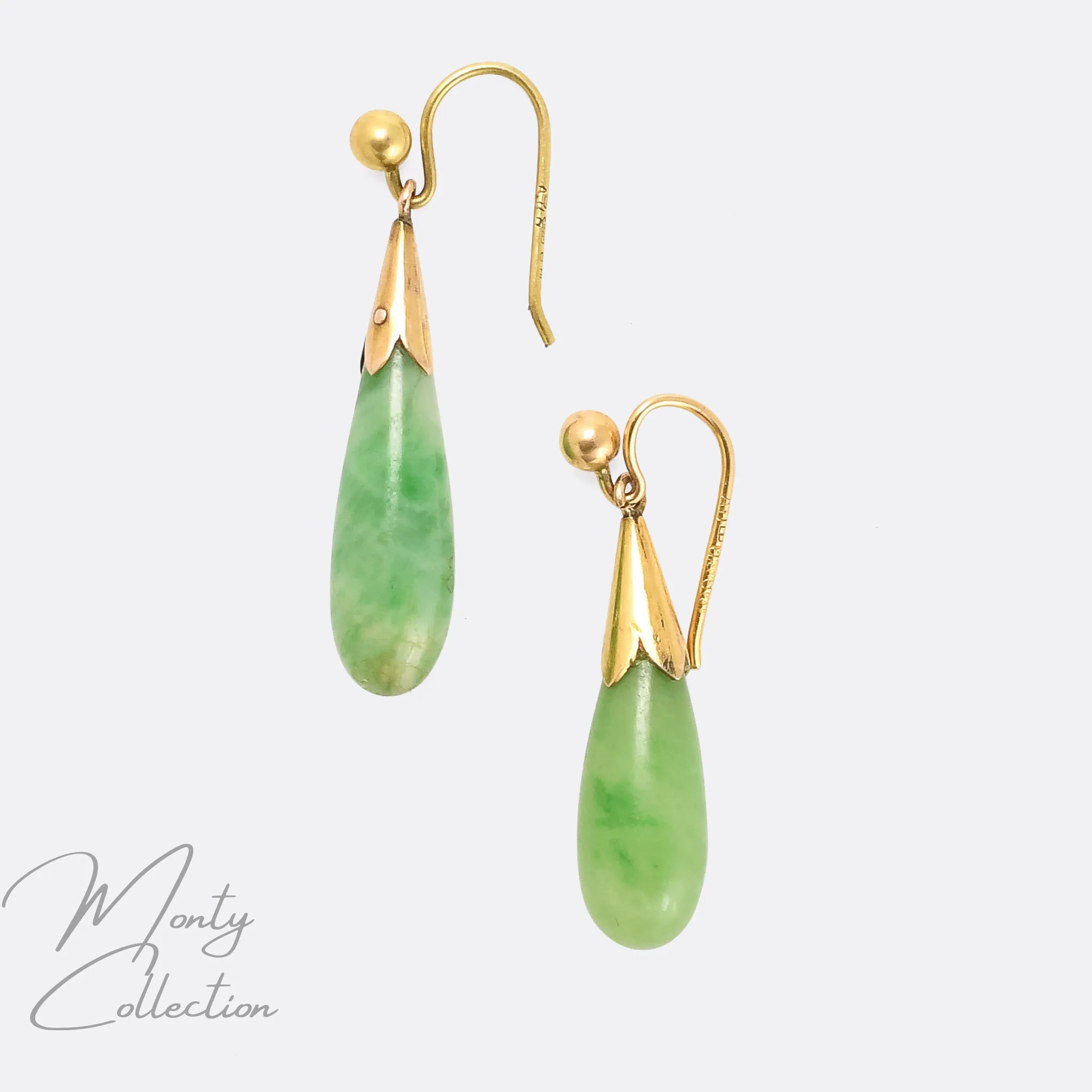 Victorian Jade Teardrop Earrings
