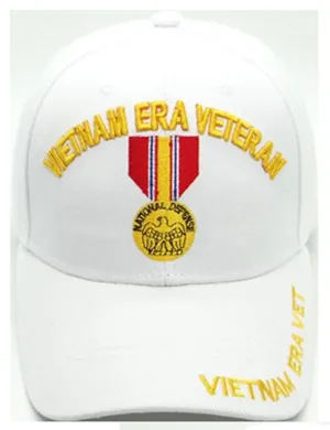 Vietnam ERA Army Veteran Hat Military Baseball Cap with Medal, Mens Womens, White
