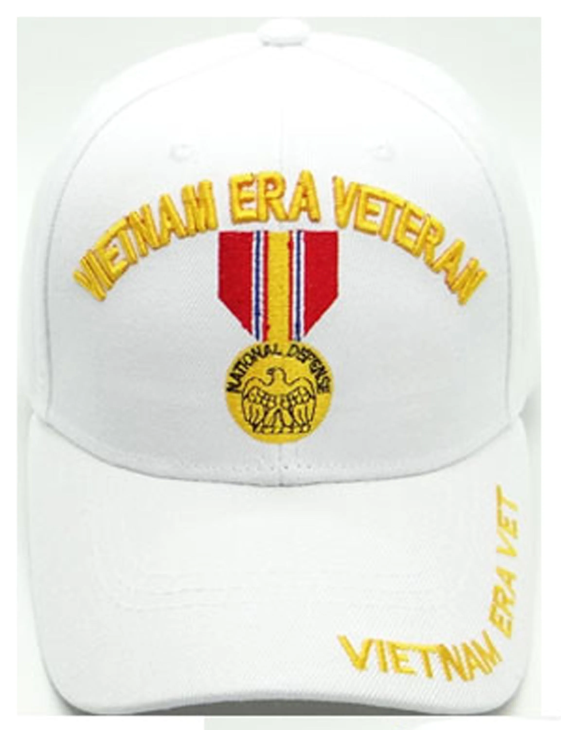 Vietnam ERA Army Veteran Hat Military Baseball Cap with Medal, Mens Womens, White