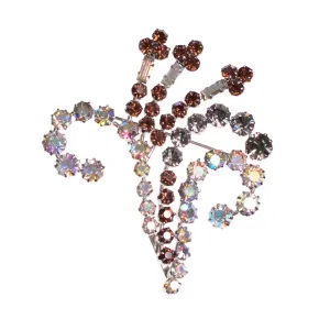 Vintage Amber, Lavender, and  Aurora Borealis Rhinestone Spray Brooch Brooch