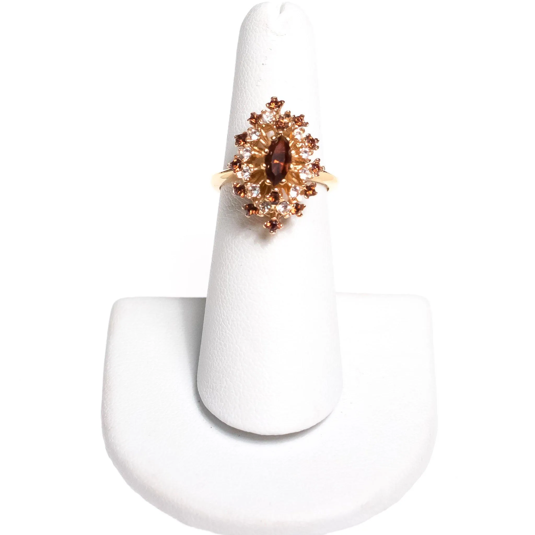 Vintage Amber Marquise Crystal and Diamante Statement Ring