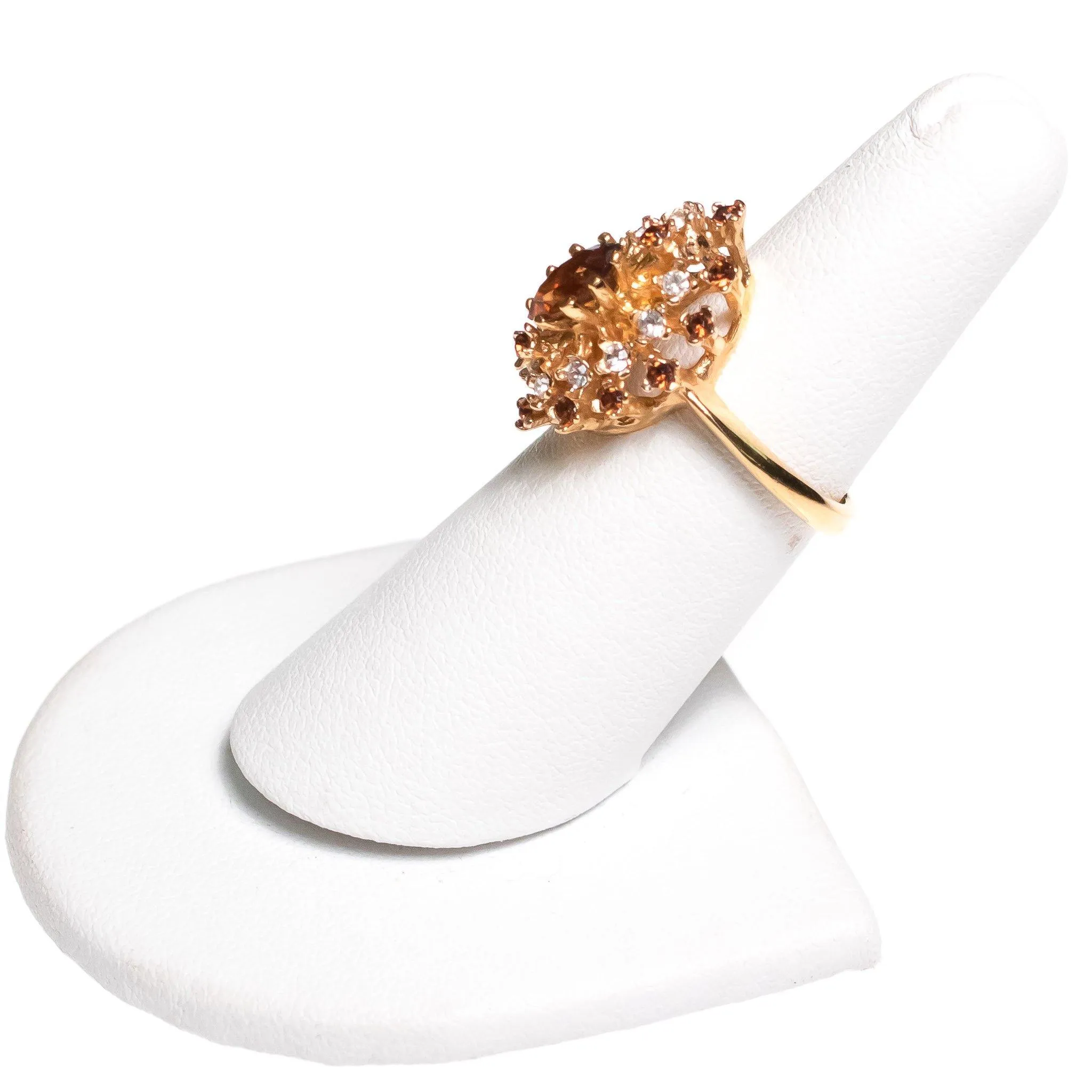 Vintage Amber Marquise Crystal and Diamante Statement Ring