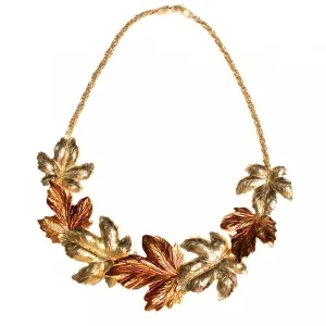 Vintage Anne Klein Couture Gold and Amber Leaves Statement Necklace