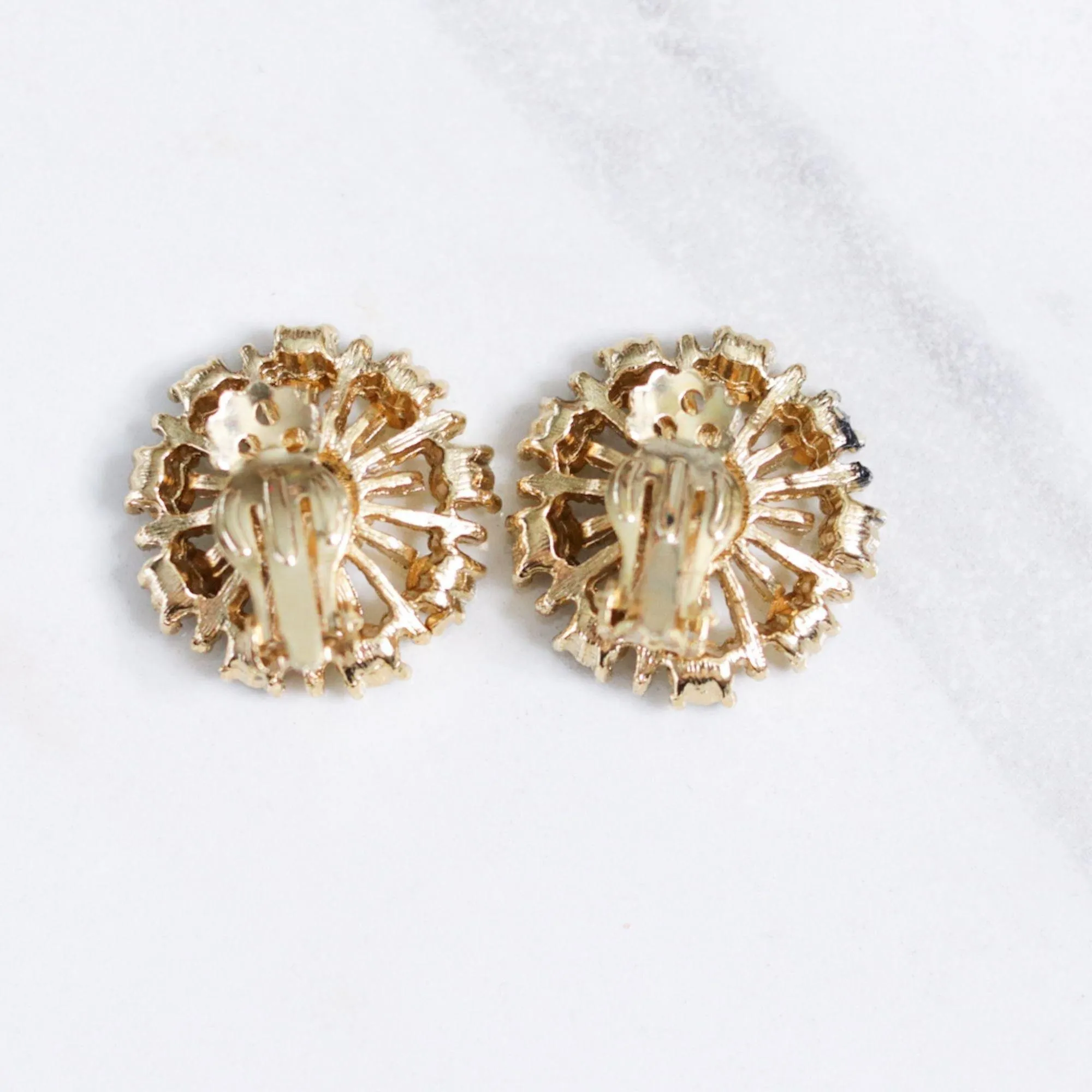 Vintage Lisner Amber and Yellow Rhinestone Earrings