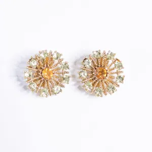 Vintage Lisner Amber and Yellow Rhinestone Earrings