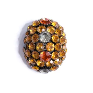 Vintage Weiss Amber and Smokey Crystal Domed Brooch