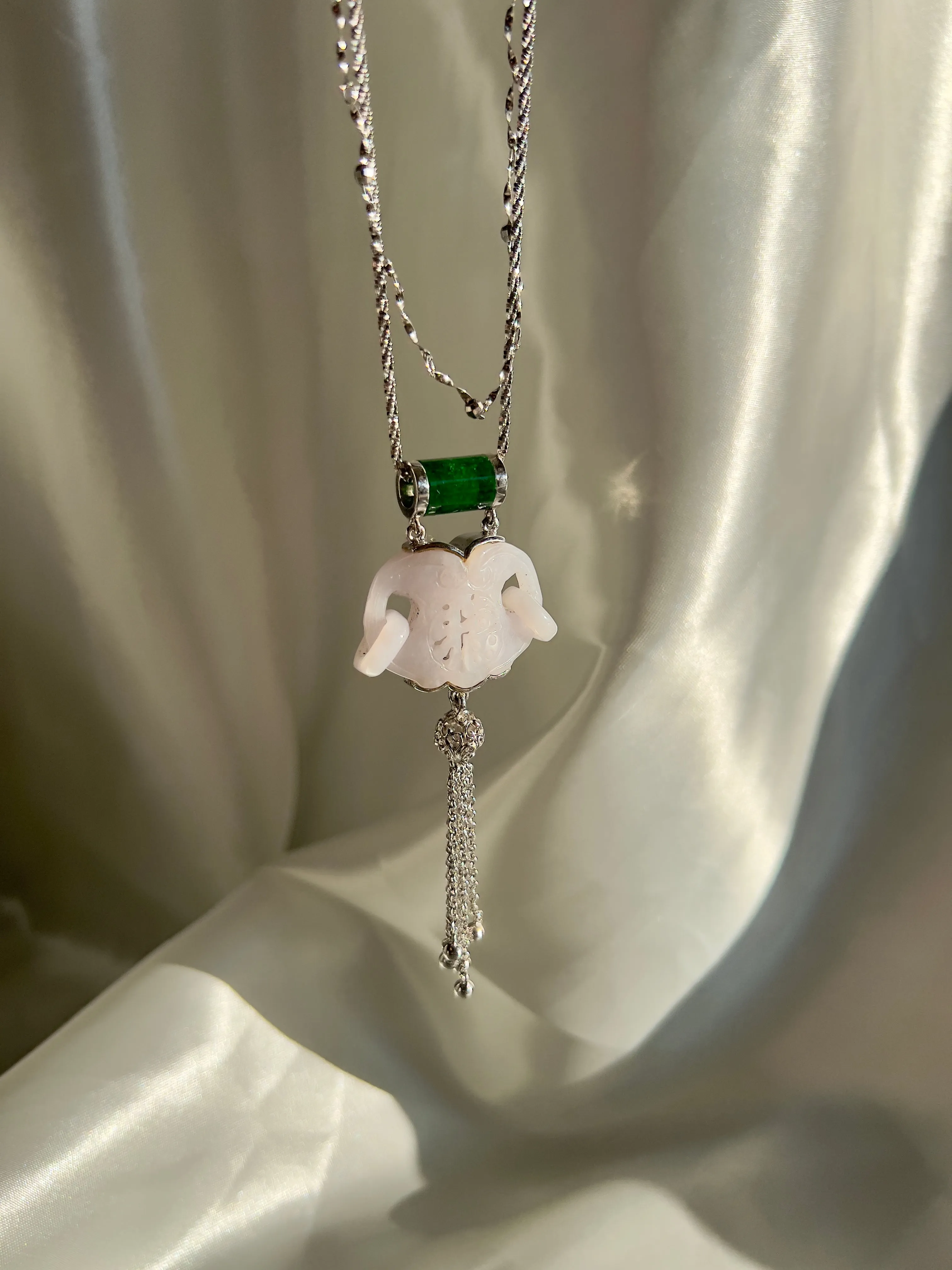 Water Jadeite Jade Amulet Pendant Necklace
