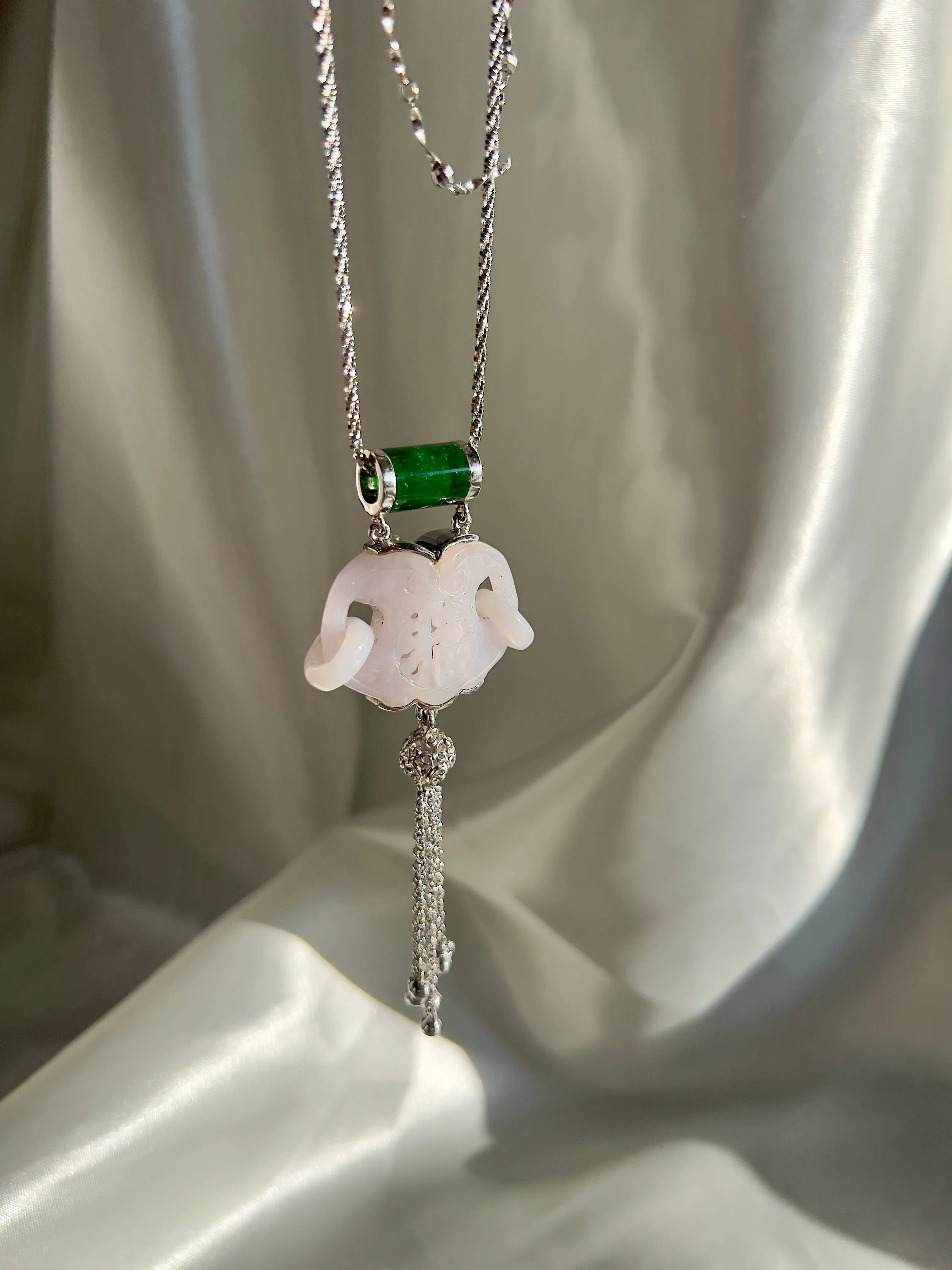 Water Jadeite Jade Amulet Pendant Necklace