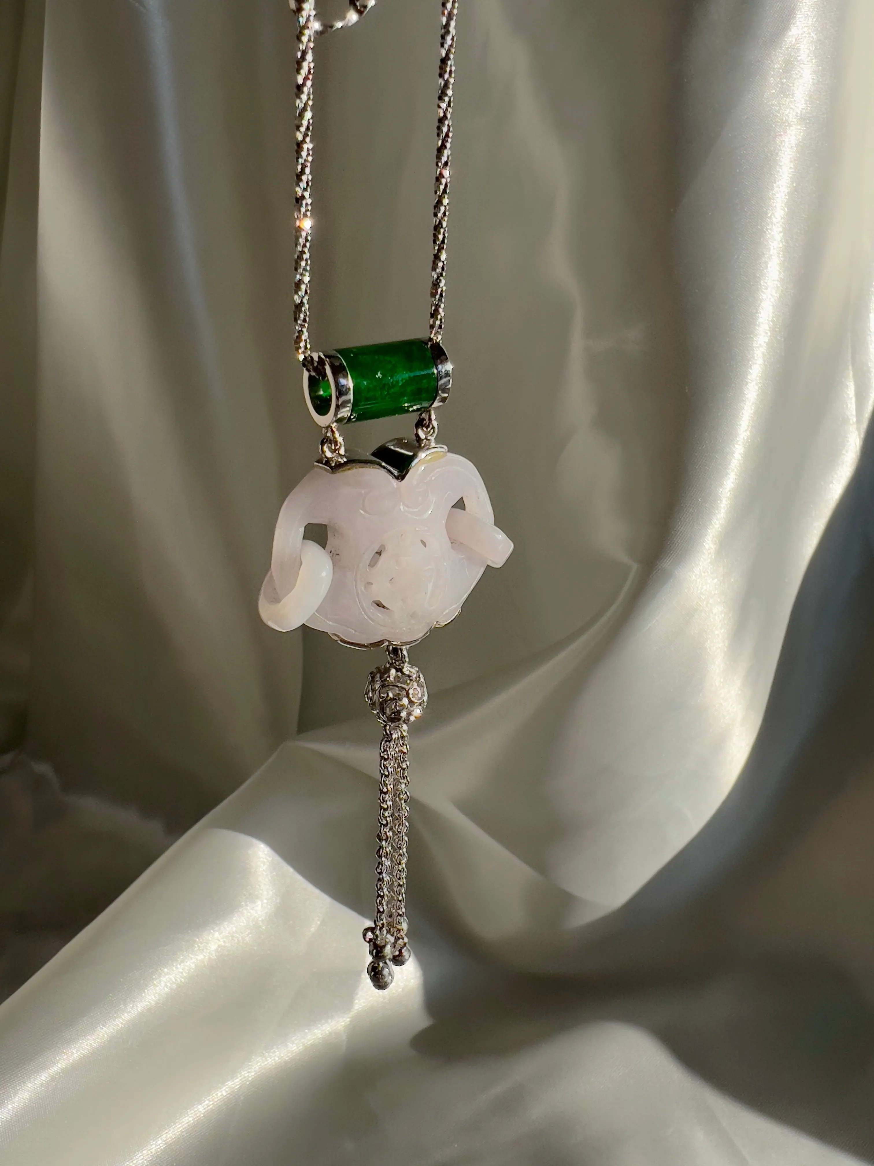 Water Jadeite Jade Amulet Pendant Necklace