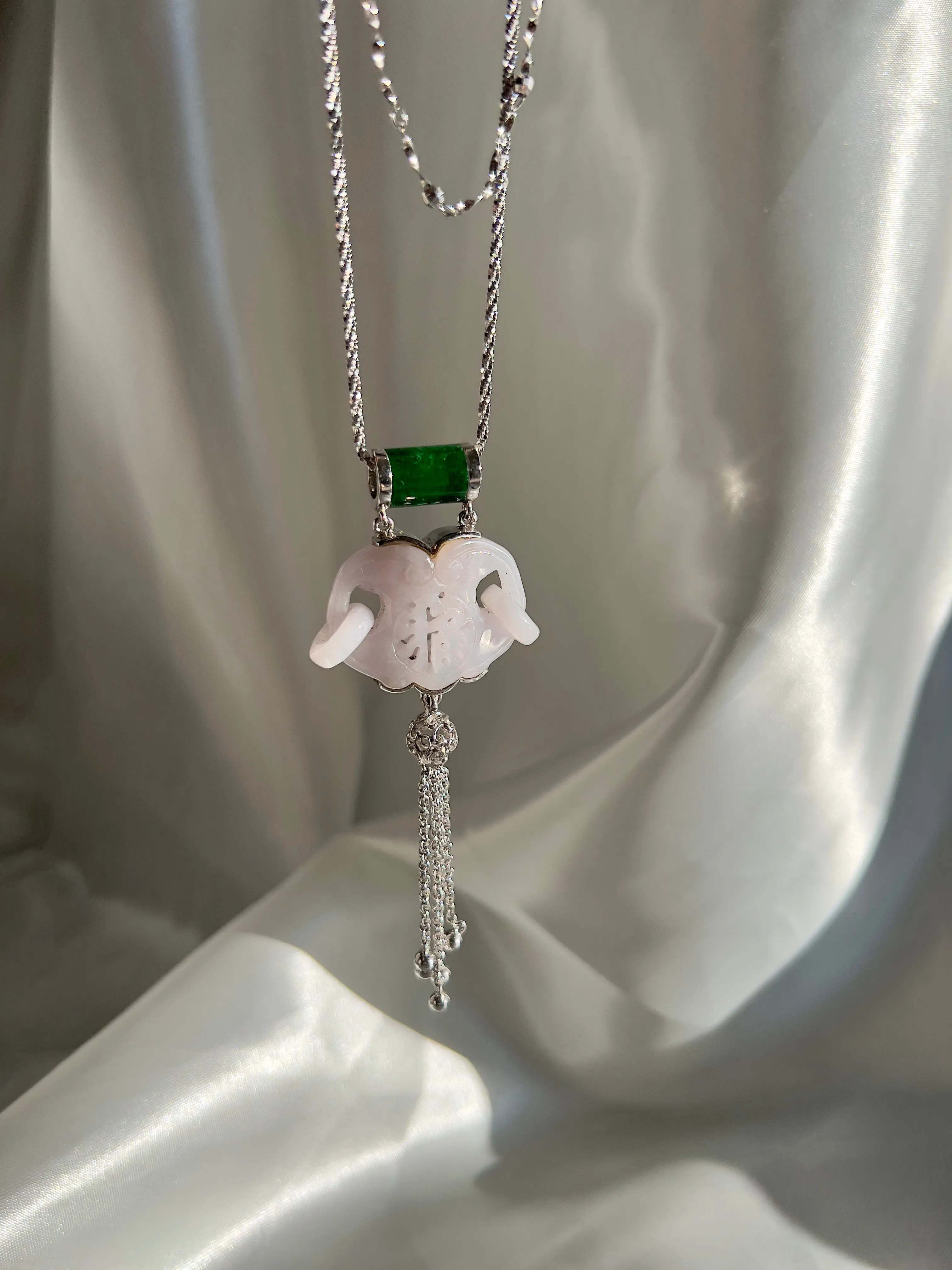 Water Jadeite Jade Amulet Pendant Necklace