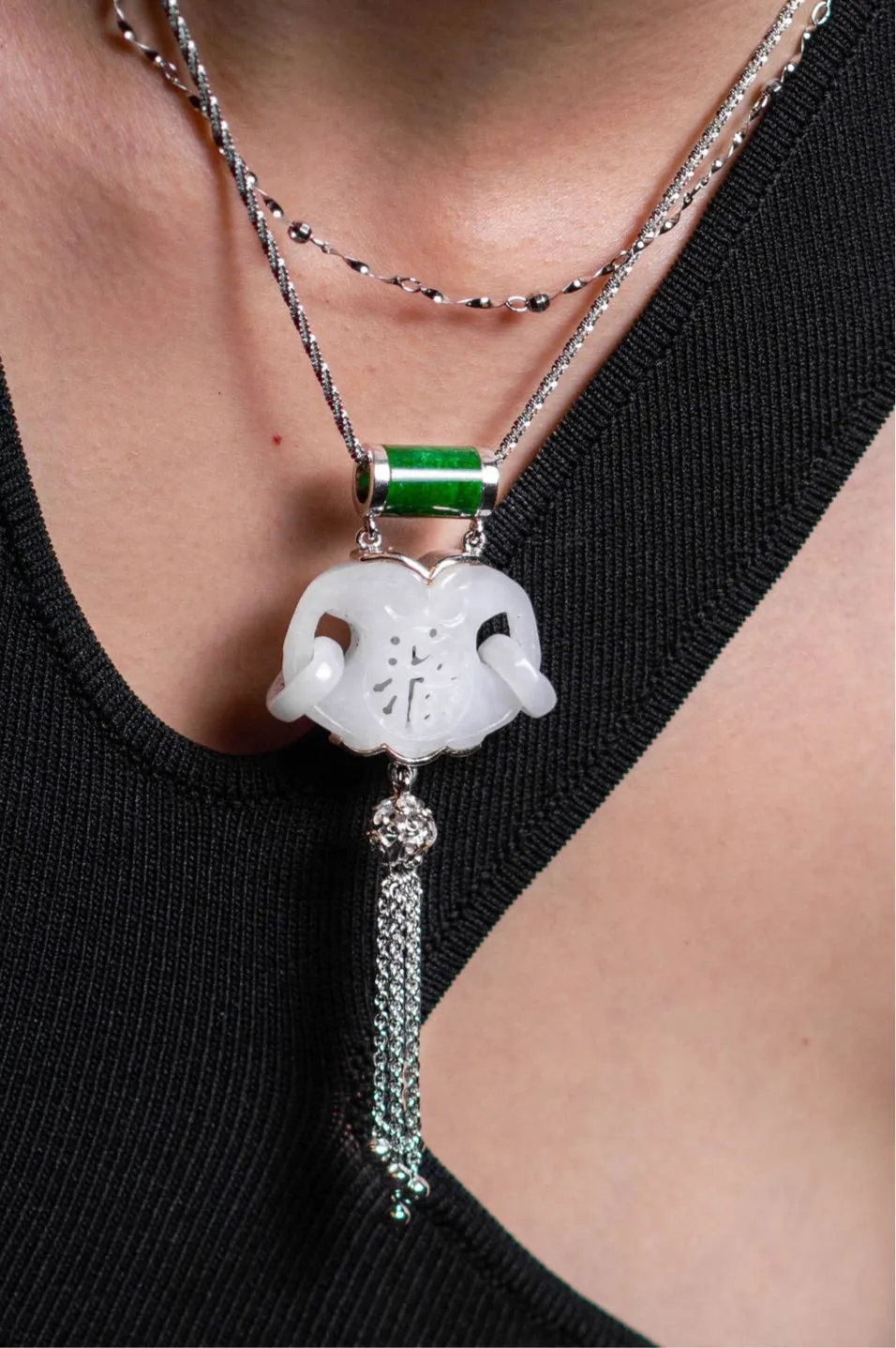 Water Jadeite Jade Amulet Pendant Necklace