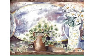 White Daisy Jar MYB70131 Wallpaper Border