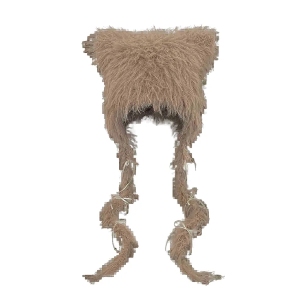 Y2k Cat Ears Braid Plush Hat