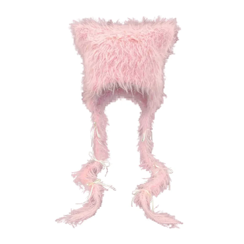 Y2k Cat Ears Braid Plush Hat