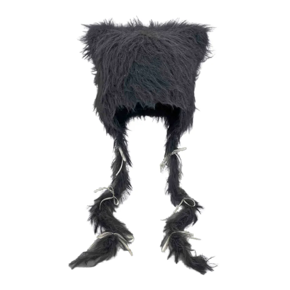 Y2k Cat Ears Braid Plush Hat