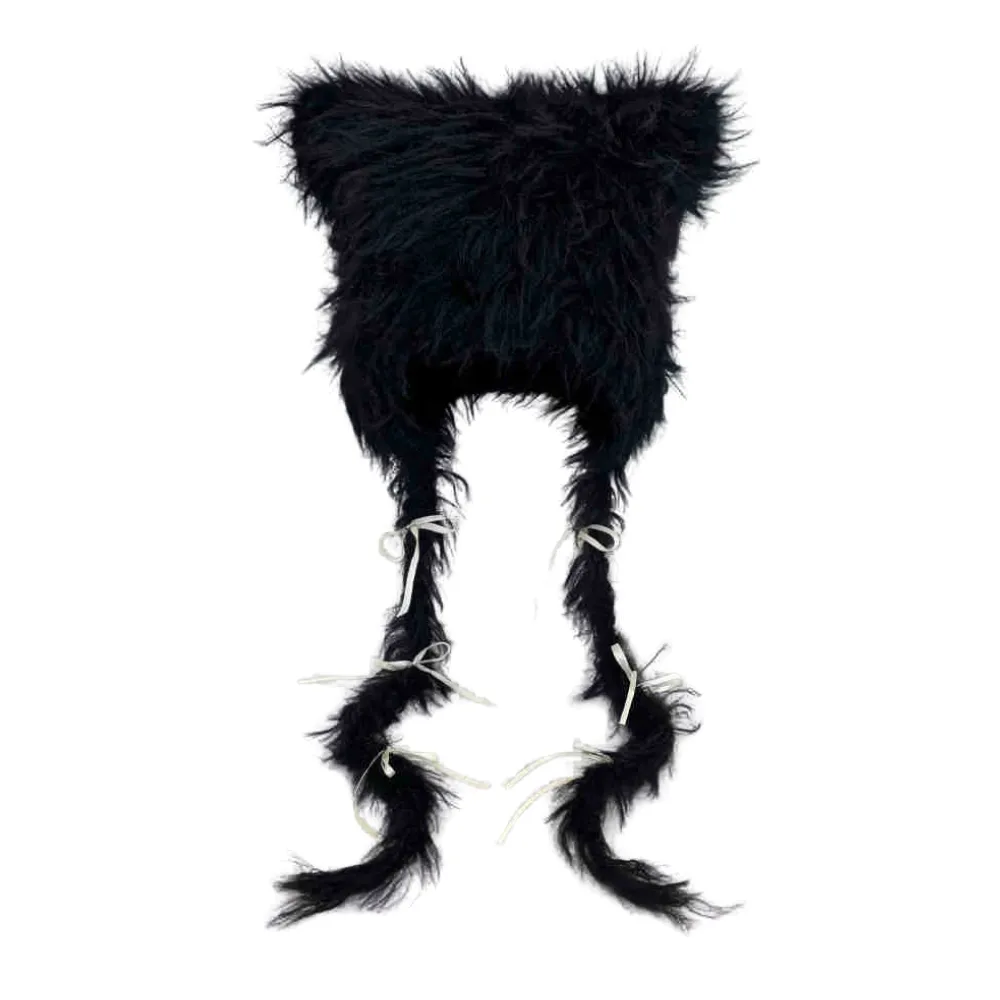 Y2k Cat Ears Braid Plush Hat