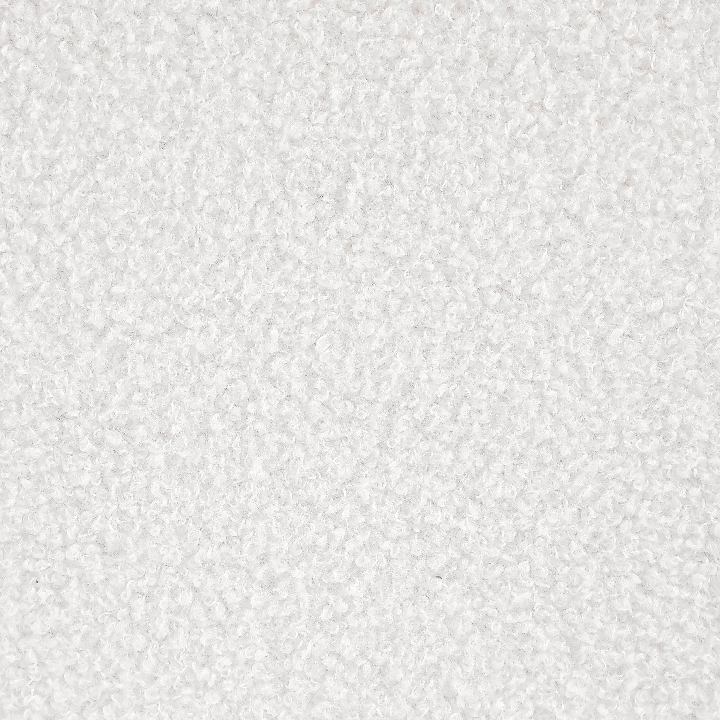 Zena Faux Sheepskin Upholstered Round Ottoman Ivory